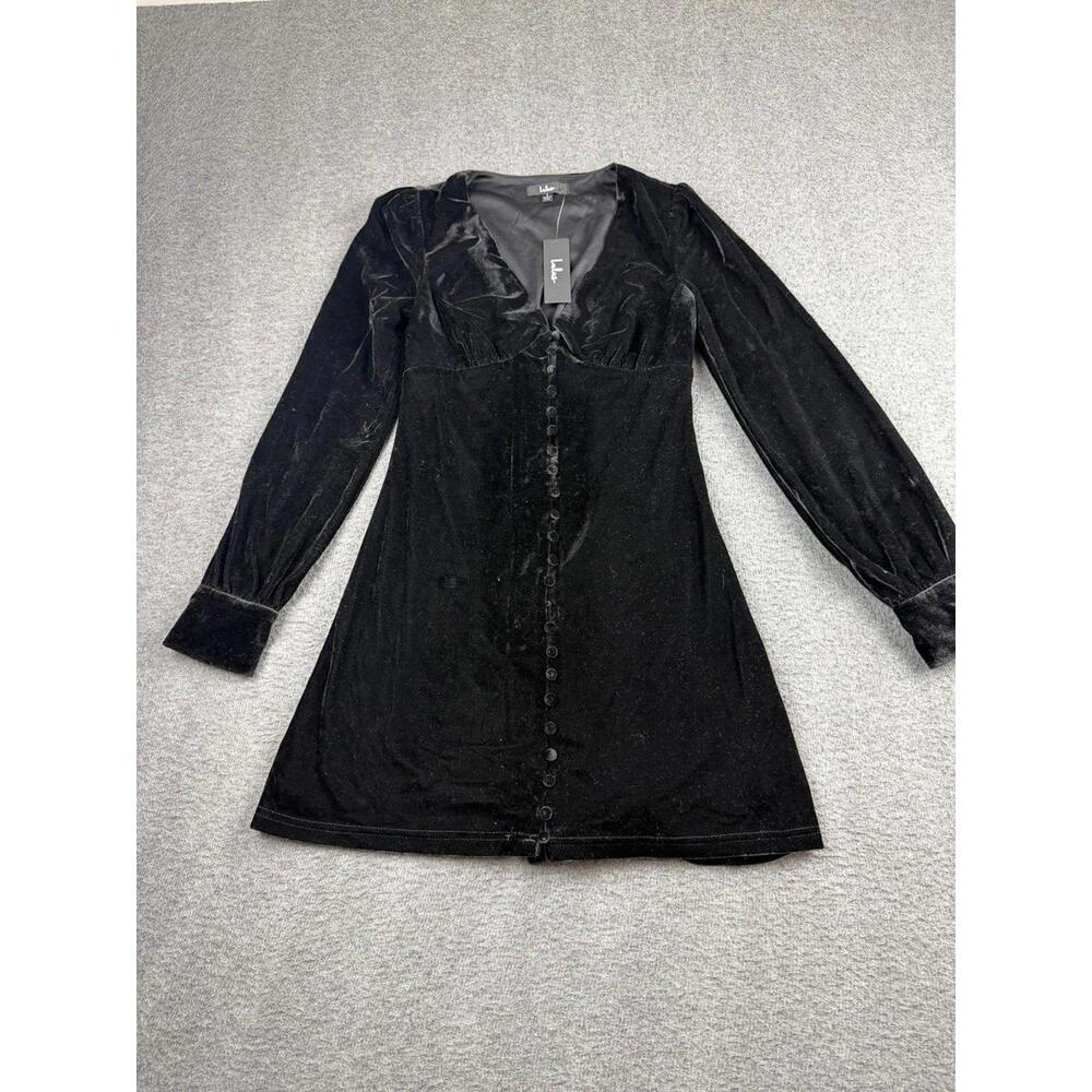Lulus NWT Black Velvet Long Sleeve Dress Size Small